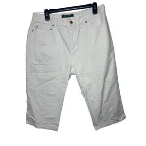 Lauren Jeans Co Ralph Lauren Capri Pants Women's Size 14P White Cropped